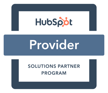 HubSpot provider badge showing membership of the Solutions partner program